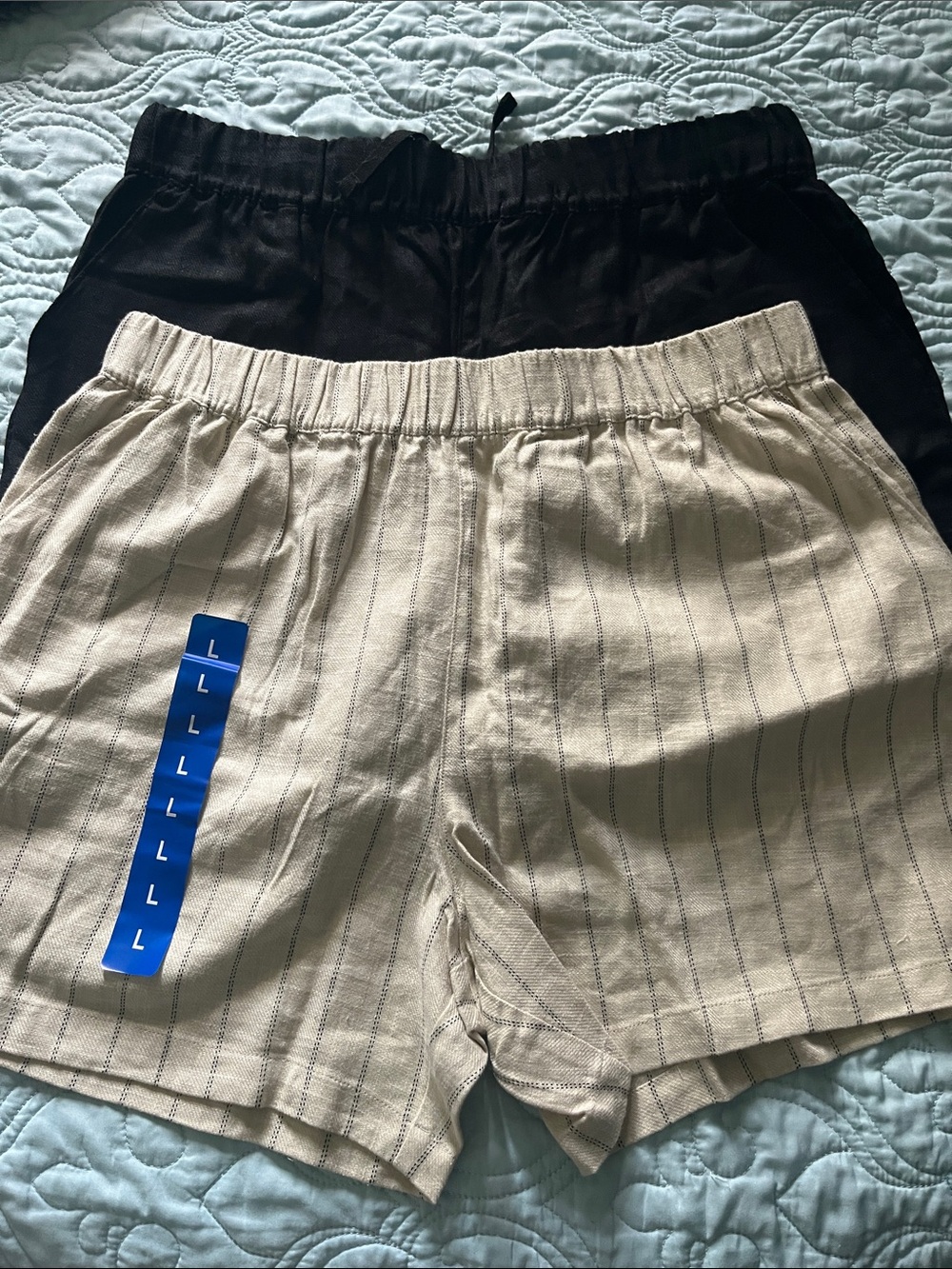 Blank NYC Black & Cream Pinstripe Women’s Shorts